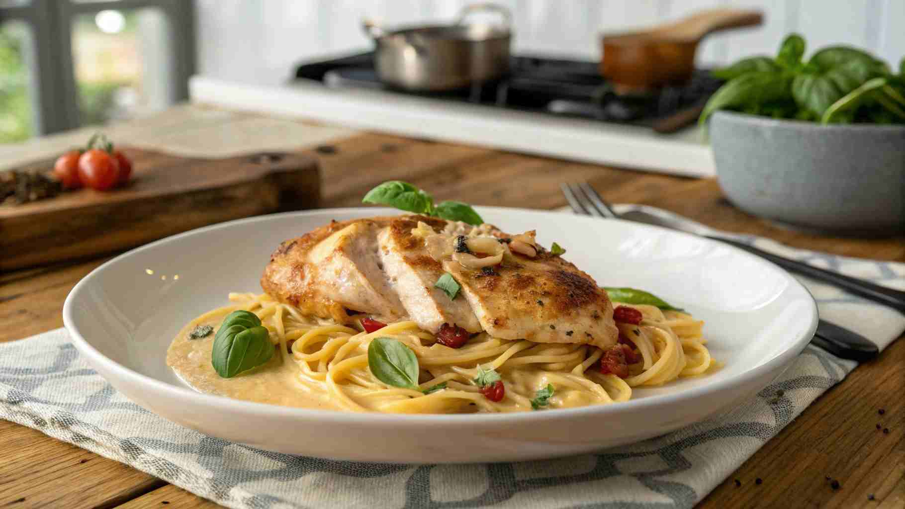 What is marry me chicken made of. Step-by-step cooking process of Marry Me Chicken in a skillet.