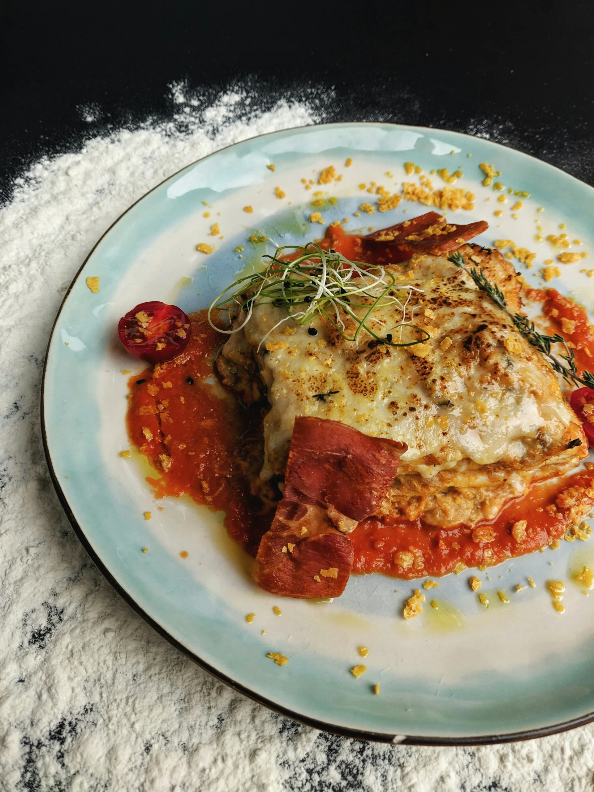Ricotta in Ramen lasagna