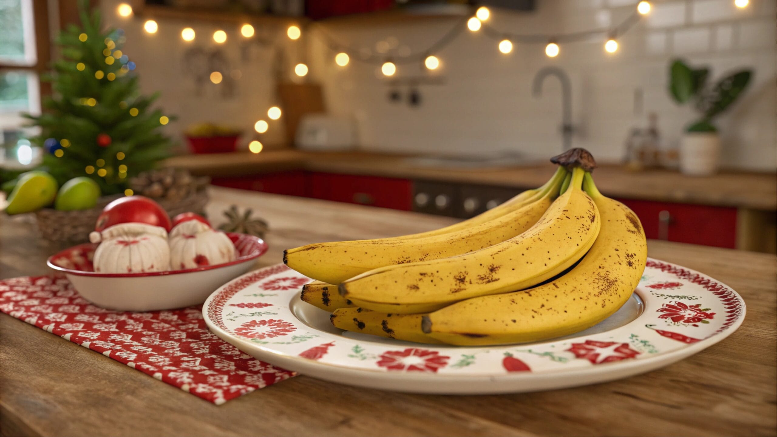 What Makes Bananas Taste Better? Flavor-Boosting Secrets 3 A bunch of overripe bananas with brown spots on their peel, resting on a wooden kitchen countertop."