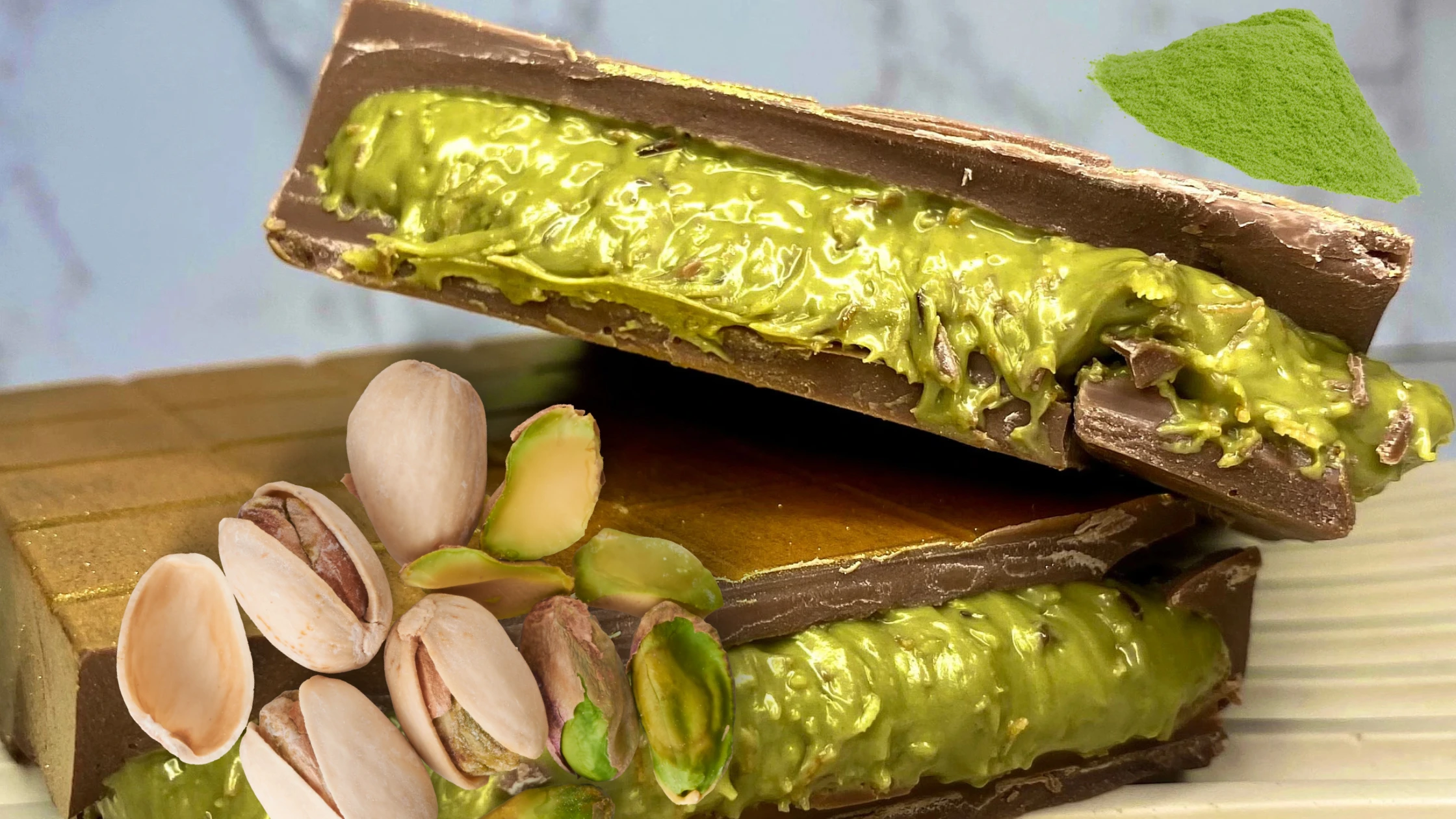 Green Stuff in Dubai Chocolate. Dubai-chocolate-green-stuff