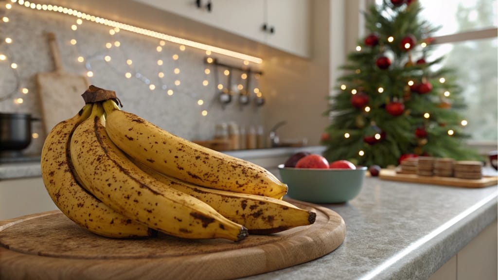 What Makes Bananas Taste Better? Flavor-Boosting Secrets 2 what Enhances the Flavor of Bananas. A cluster of overripe bananas with brown spots, perfect for baking banana bread.