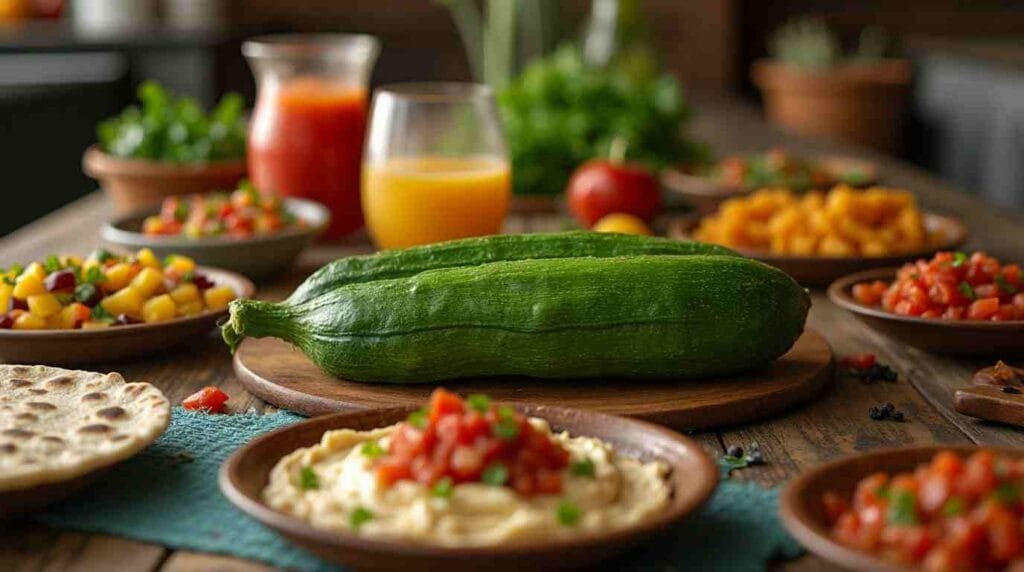 Easy Calabacitas Recipe: A Healthy and Flavorful Mexican Dish 2 "Mexican dinner table with calabacitas and complementary dishes."