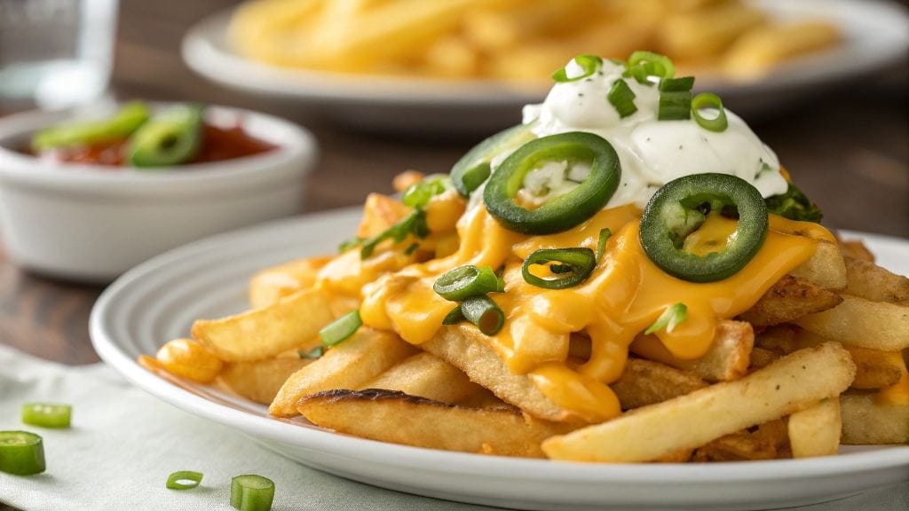 4 Reasons to Love Grilled Cheese Nacho Fries – A Crunchy, Cheesy Delight 6 Grilled Cheese Nacho Fries topped with melted cheese, jalapeños, and sour cream.