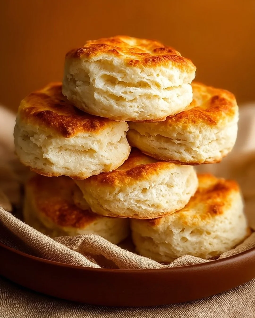 Plate of melt-in-your-mouth 2-ingredient biscuits fresh out of the oven.