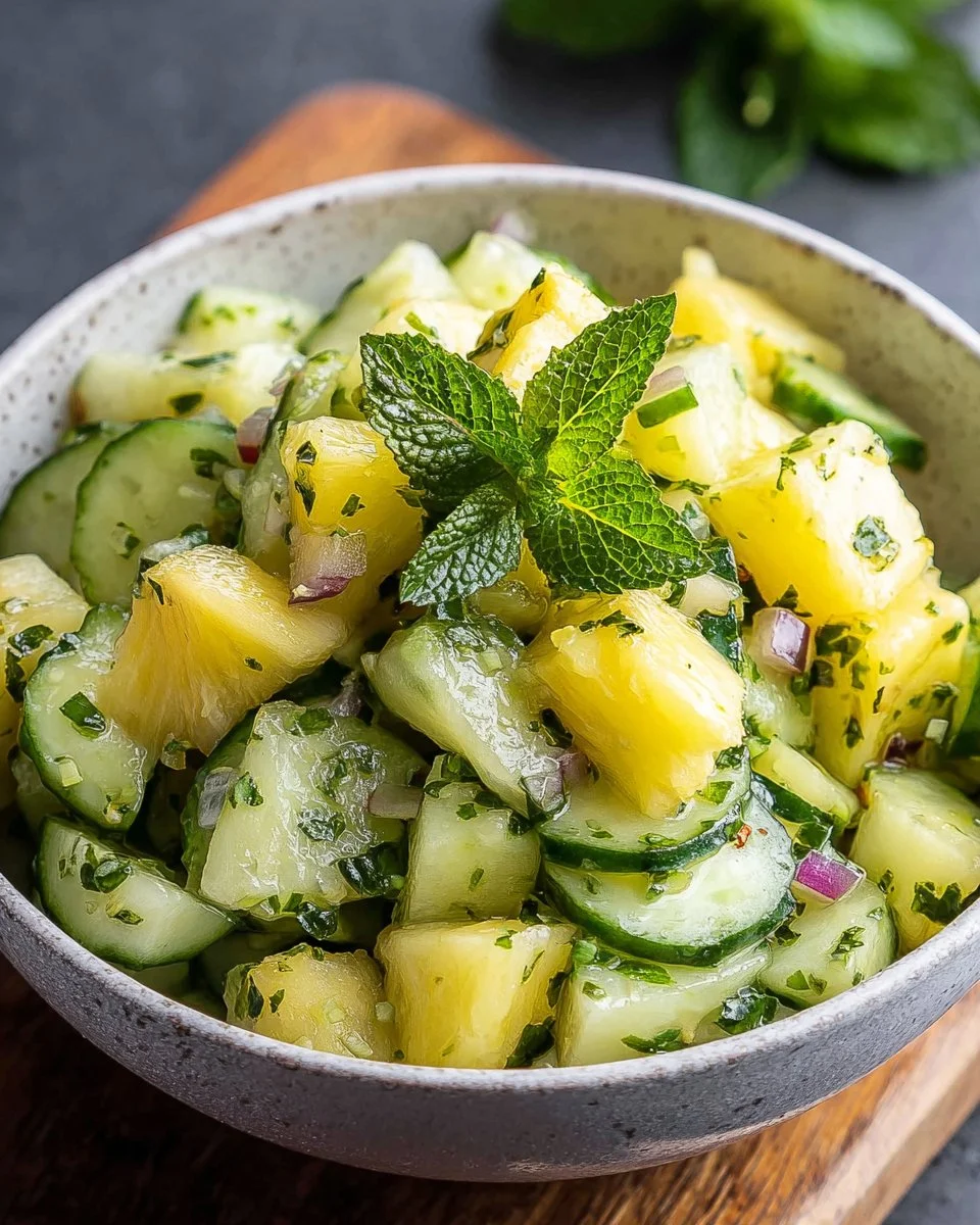 Delicious and refreshing pineapple cucumber salad with vibrant colors